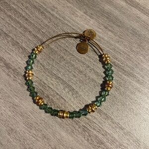 Alex and Ani Gold and Green Crystal Bracelet